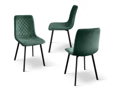Juego de 4 sillas de terciopelo verde y patas de metal antracita - NOHO