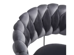 Juego de 6 sillas de terciopelo - con reposabrazos - patas metálicas ajustables en forma de garra - gris