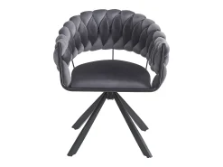 Juego de 6 sillas de terciopelo - con reposabrazos - patas metálicas ajustables en forma de garra - gris