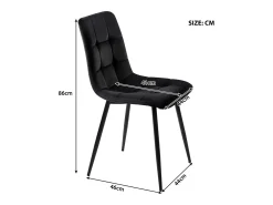 Juego de 4 sillas de terciopelo - estructura de metal - diseño ergonómico - patas de metal - color negro