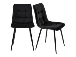 Juego de 4 sillas de terciopelo - estructura de metal - diseño ergonómico - patas de metal - color negro