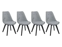 Juego de 4 sillas de terciopelo gris NORA con cojín