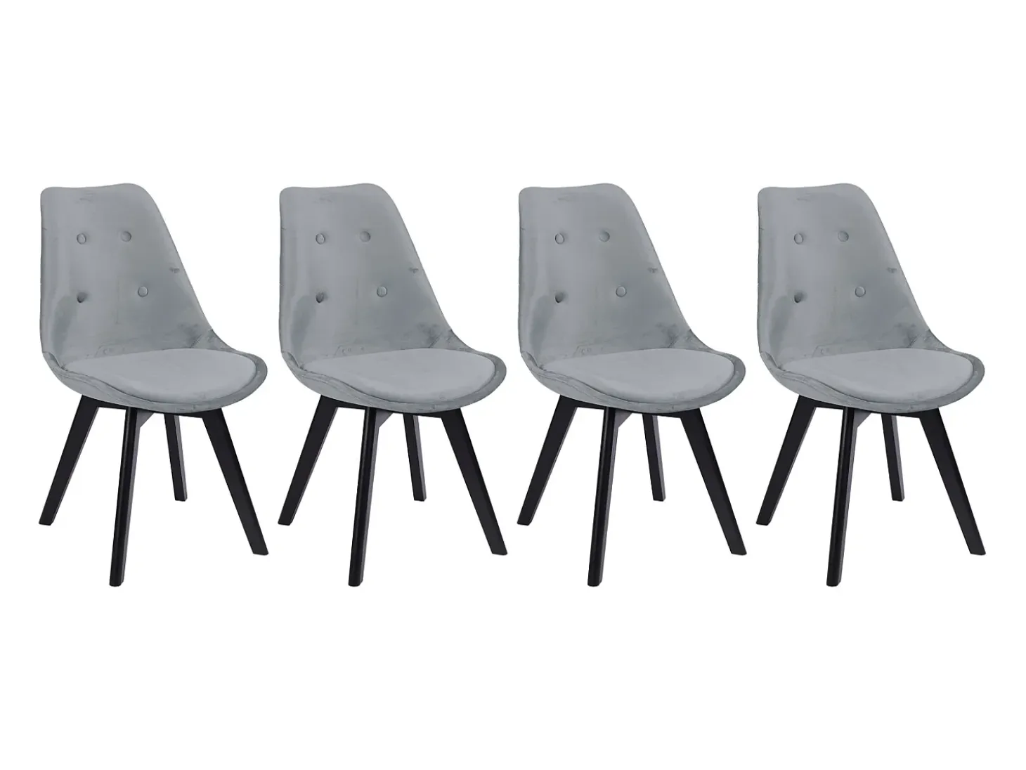 Juego de 4 sillas de terciopelo gris NORA con cojín