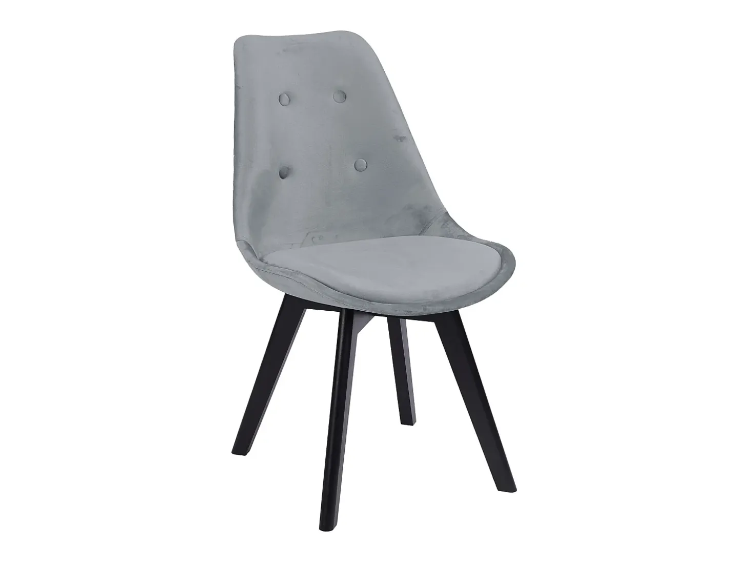 Juego de 4 sillas de terciopelo gris NORA con cojín