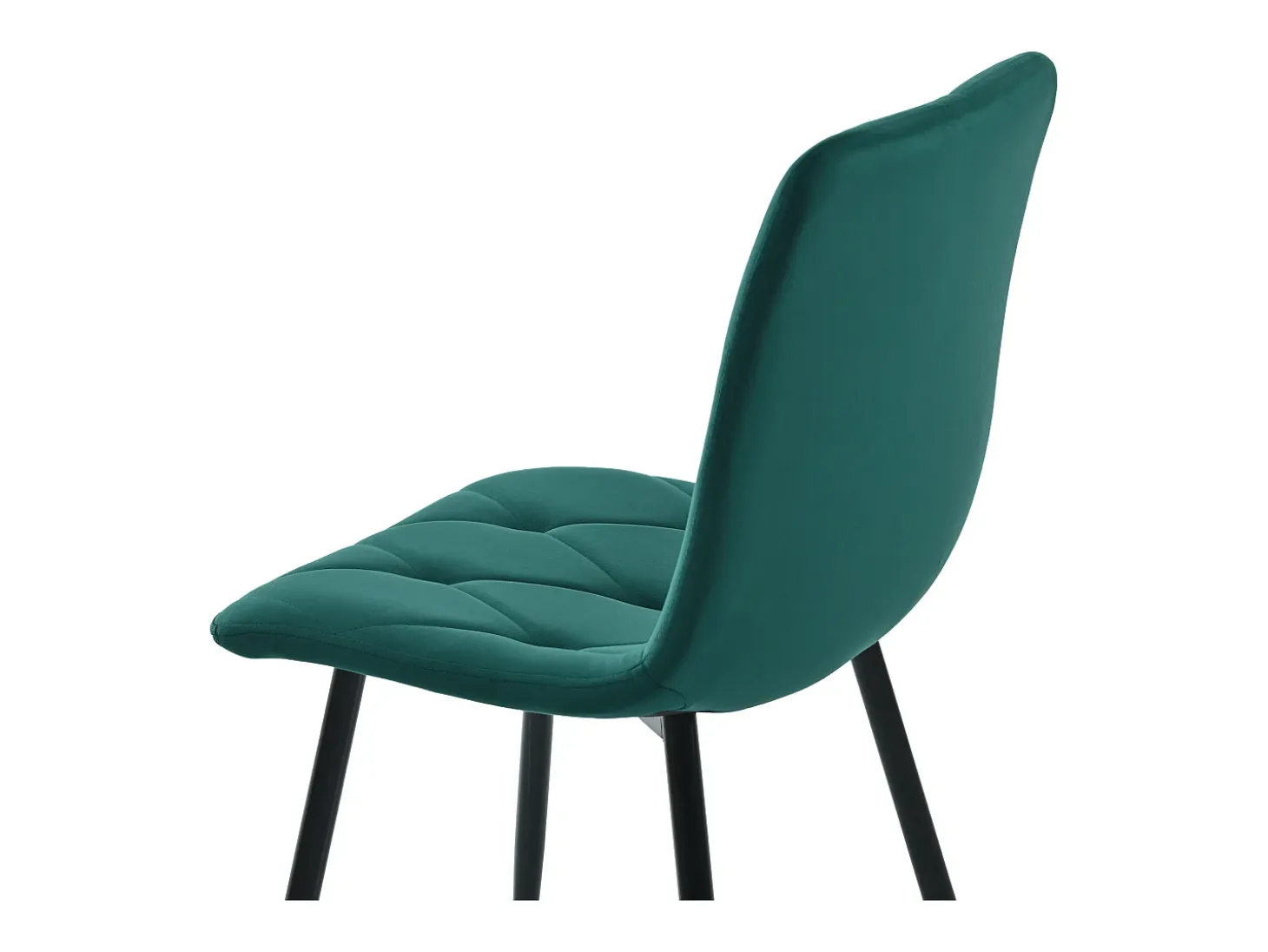 Juego de 4 sillas de terciopelo, patas de metal negro - Verde esmeralda