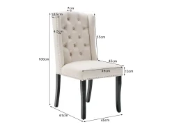 Juego de 6 sillas de terciopelo con patas de roble – beige