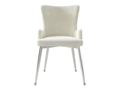 Juego de 2 sillas de terciopelo de lujo - 85 x 47 x 49 cm - con cuatro patas de metal plateado - beige