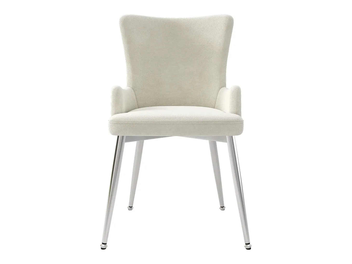 Juego de 2 sillas de terciopelo de lujo - 85 x 47 x 49 cm - con cuatro patas de metal plateado - beige
