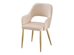 Juego de 2 sillas de terciopelo y metal dorado - Beige - GIA