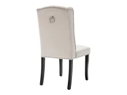 Juego de 2 sillas de terciopelo con patas de roble – beige