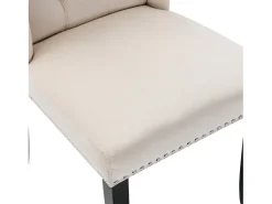 Juego de 2 sillas de terciopelo con patas de roble – beige