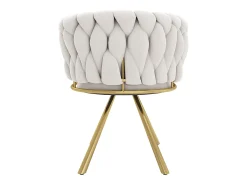 Juego de 6 sillas de terciopelo, base de metal, respaldo ergonómico giratorio, beige y dorado