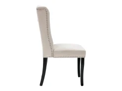 Juego de 6 sillas de terciopelo con patas de roble - decoradas con remaches - Beige