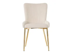 Juego de 4 sillas de terciopelo con patas metálicas doradas – beige