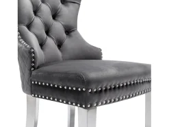 Juego de 6 sillas de terciopelo con patas de metal - Gris