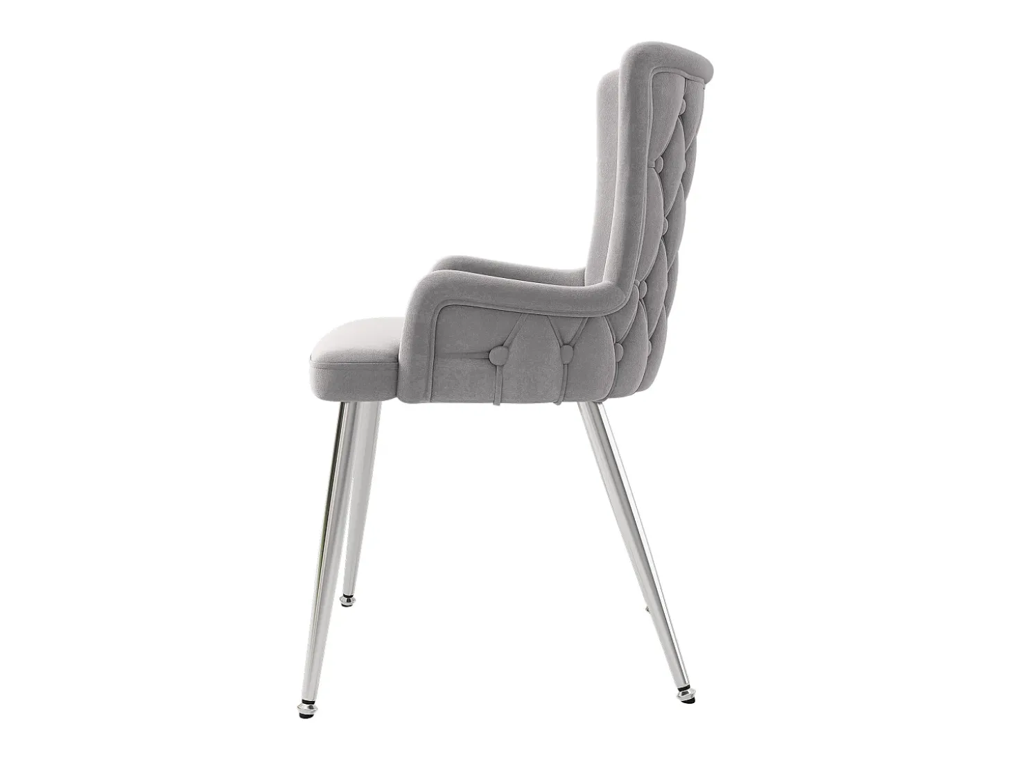 Juego de 4 sillas de terciopelo - patas de metal plateado - Gris