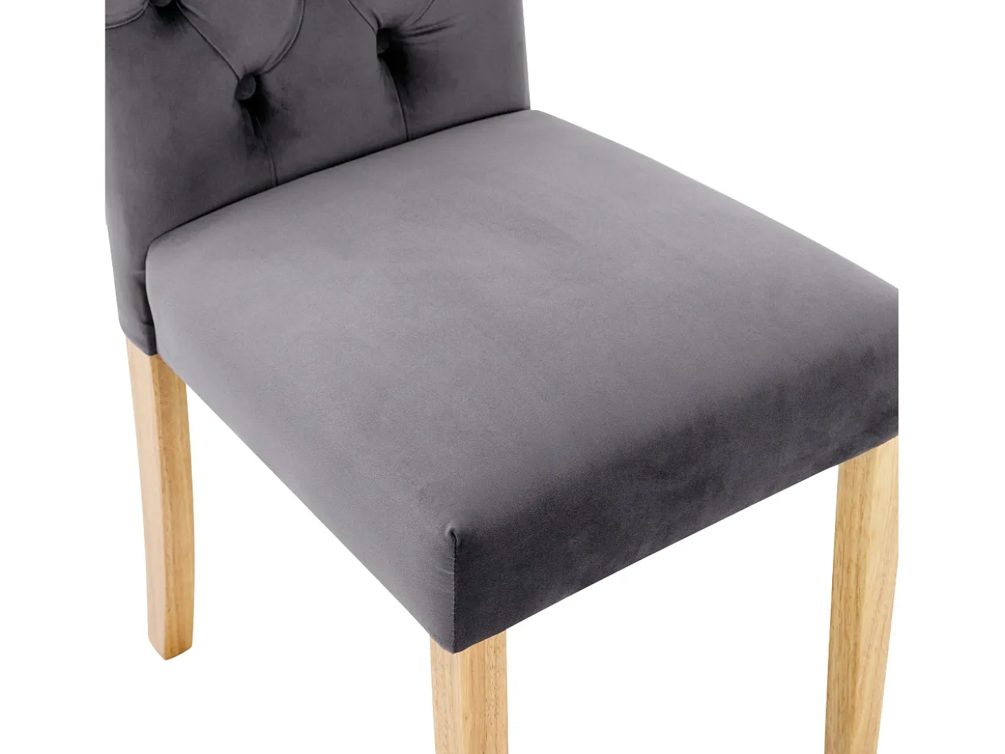 Juego de 2 sillas de terciopelo con patas de roble - Gris