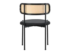 Juego de 2 sillas de terciopelo y ratán - patas de metal - Negro