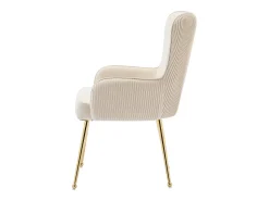 Juego de 4 sillas de terciopelo beige - Patas de metal dorado - Patas ajustables