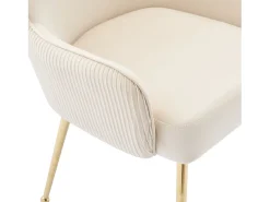 Juego de 4 sillas de terciopelo beige - Patas de metal dorado - Patas ajustables