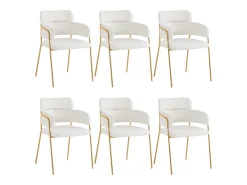 Juego de 6 sillas de terciopelo y metal – beige y dorado