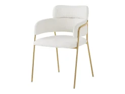 Juego de 6 sillas de terciopelo y metal – beige y dorado