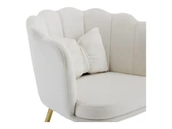 Juego de 4 sillas de terciopelo - con respaldo en forma de pétalo - patas de metal dorado - Beige