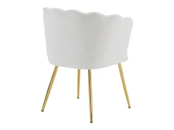 Juego de 4 sillas de terciopelo - con respaldo en forma de pétalo - patas de metal dorado - Beige