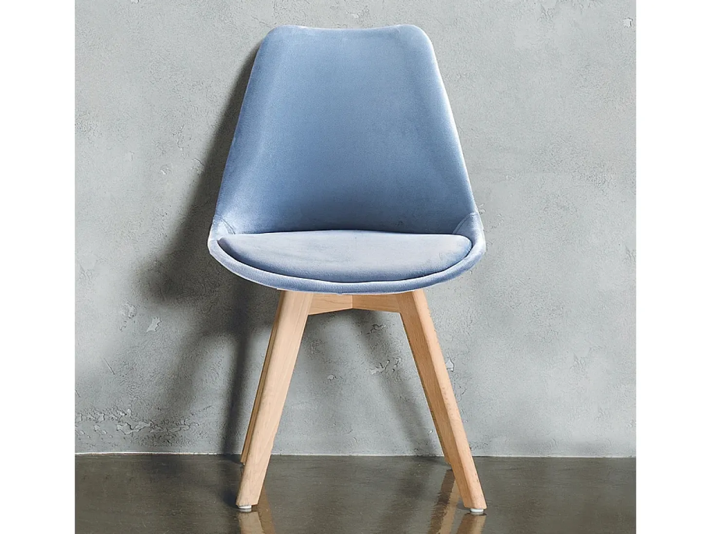 Juego de 4 sillas de terciopelo estilo escandinavo para salón cocina Smart Soft Stock - Azul
