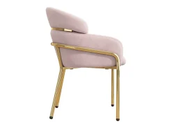 Juego de 4 sillas de tocador de terciopelo - 56,9 x 54,5 x 79 cm - para salón y dormitorio - 4 patas de metal - rosa