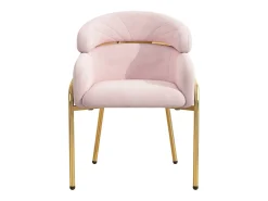 Juego de 4 sillas de tocador de terciopelo - 56,9 x 54,5 x 79 cm - para salón y dormitorio - 4 patas de metal - rosa