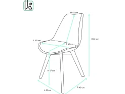 Juego de 2 sillas escandinavas, cojín acolchado de cuero sintético patchwork multicolor, asiento de plástico flexible, patas de madera LAO (gris azul)