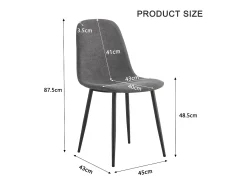 Juego de 4 sillas escandinavas, asiento vintage de ante sintético y patas de metal – gris