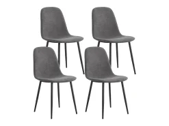 Juego de 4 sillas escandinavas, asiento vintage de ante sintético y patas de metal – gris