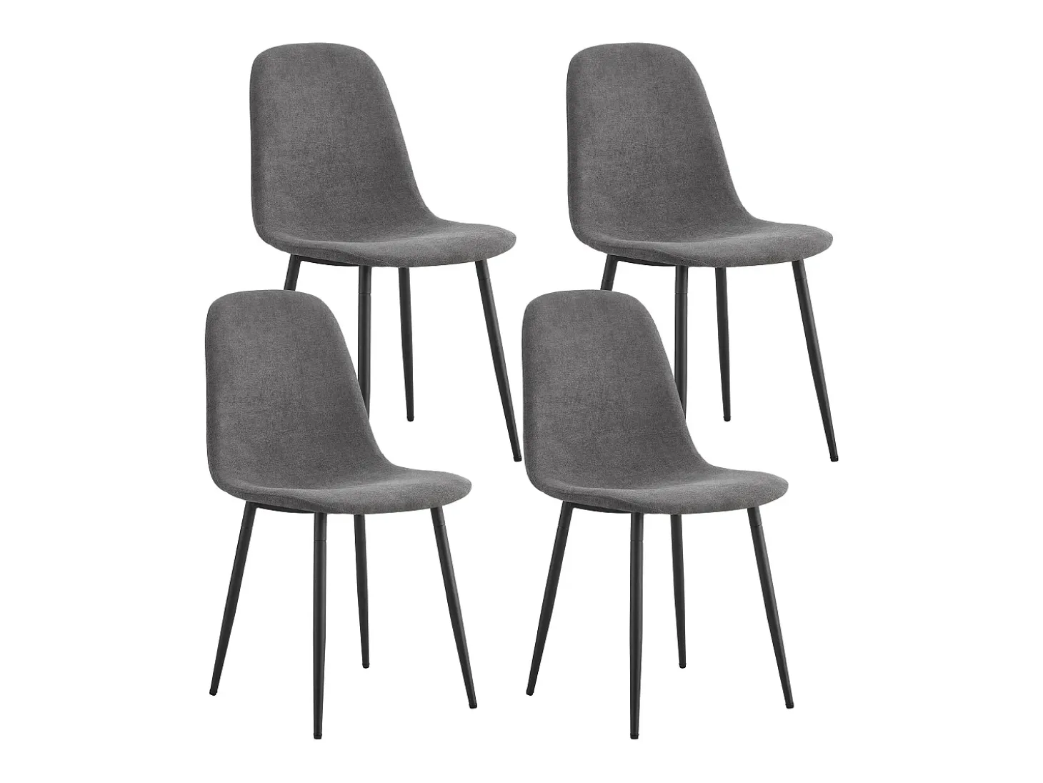 Juego de 4 sillas escandinavas, asiento vintage de ante sintético y patas de metal – gris
