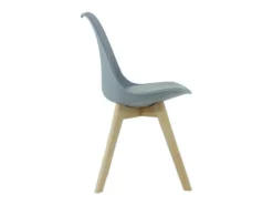 Juego de 6 sillas escandinavas Lorenzo grises con asiento de polipiel y patas de madera maciza de haya, diseño ergonómico y cómodo
