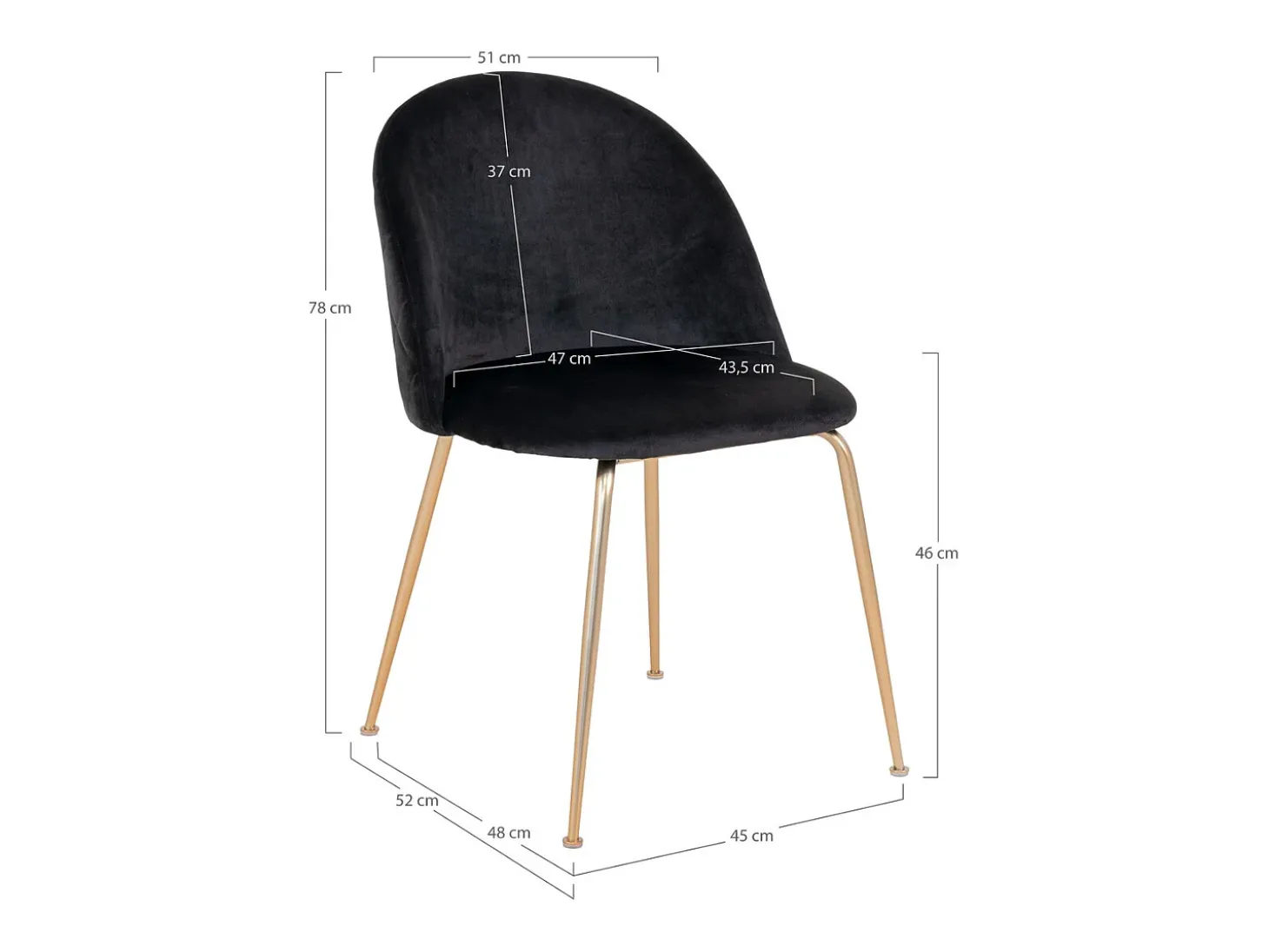 Juego de 2 Sillas Geneve, Negro, 56x51x76 cm, Kendra Home