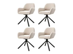 Juego de 4 sillas giratorias de terciopelo con reposabrazos, diseño moderno – beige