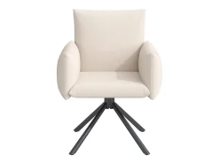 Juego de 2 sillas giratorias de lino beige con reposabrazos y patas de metal - para comedor y oficina