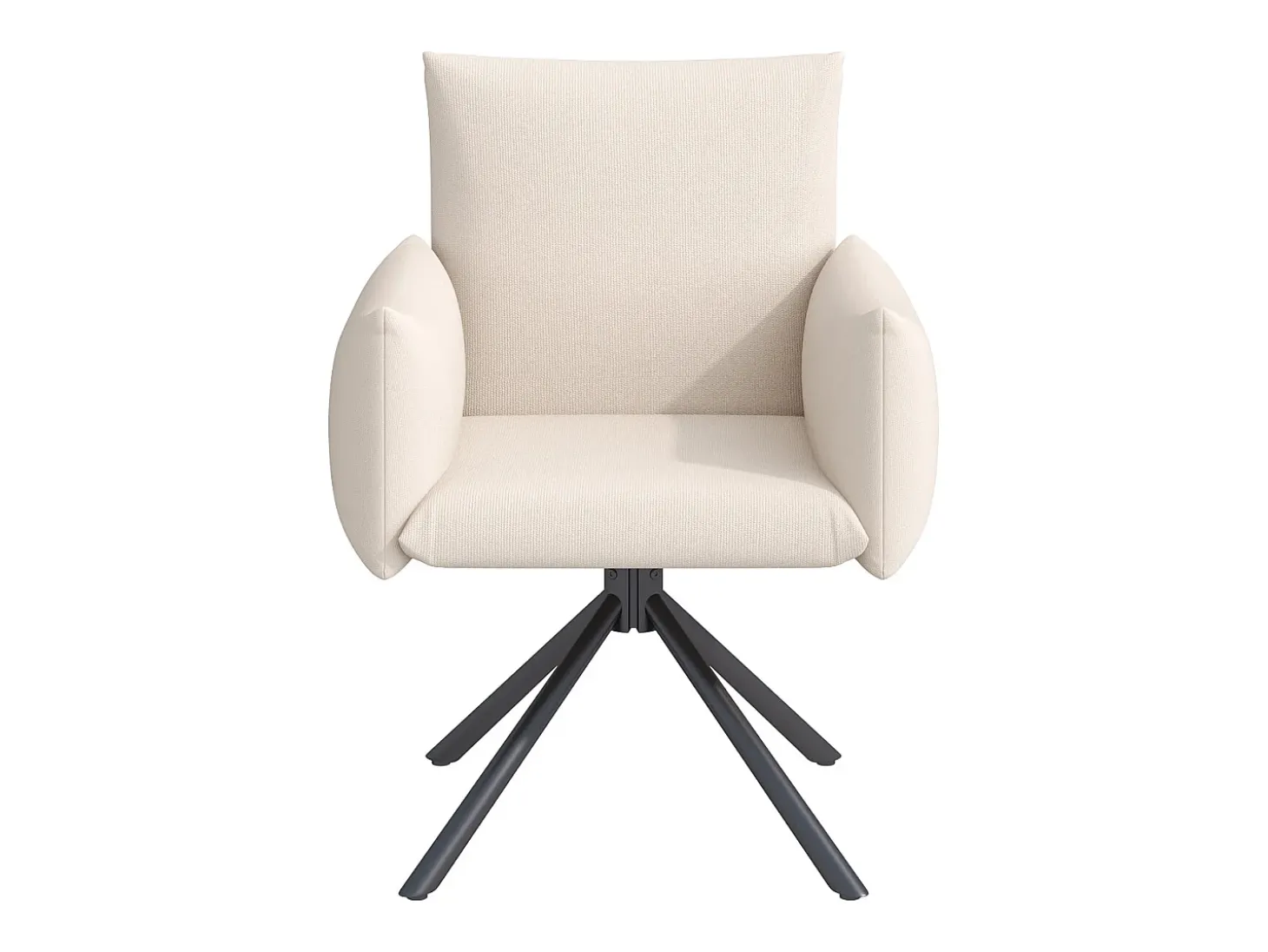 Juego de 2 sillas giratorias de lino beige con reposabrazos y patas de metal - para comedor y oficina