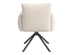 Juego de 2 sillas giratorias de lino beige con reposabrazos y patas de metal - para comedor y oficina