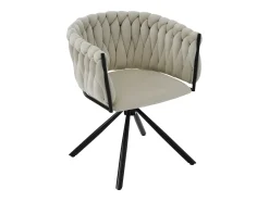 Juego de 6 sillas giratorias de terciopelo con reposabrazos - patas de metal - Beige