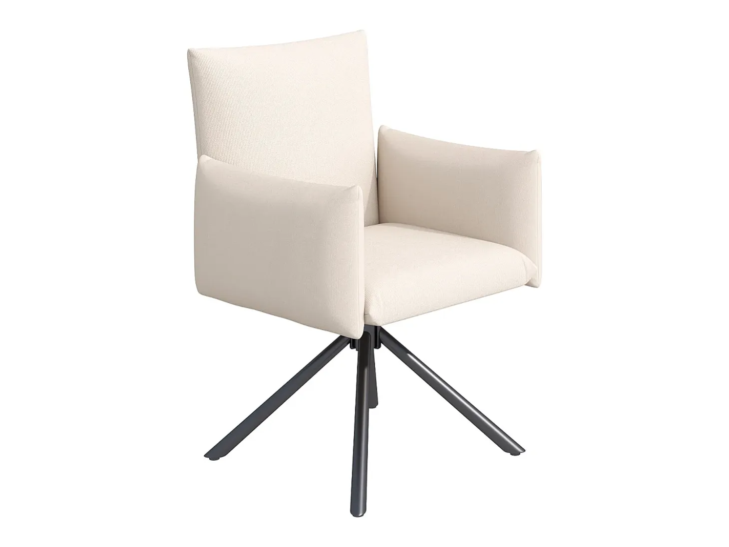 Juego de 4 sillas giratorias de lino beige con reposabrazos y patas de metal - para comedor y oficina