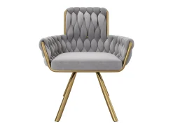 Juego de 4 sillas giratorias de terciopelo - 87 x 50 x 55 cm - Sillón con cuatro patas de metal - Gris