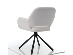 Juego de 4 sillas giratorias con reposabrazos - en rizo sherpa - estilo moderno - Blanco
