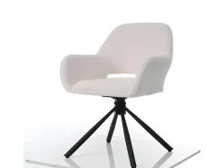Juego de 4 sillas giratorias con reposabrazos - en rizo sherpa - estilo moderno - Blanco