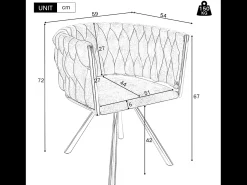 Juego de 6 sillas giratorias de terciopelo con reposabrazos - patas de metal dorado - Beige
