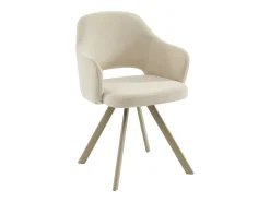 Juego de 2 sillas giratorias de tela tweed y metal beige - Crema - RASEMA