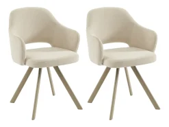 Juego de 2 sillas giratorias de tela tweed y metal beige - Crema - RASEMA