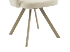 Juego de 2 sillas giratorias de tela tweed y metal beige - Crema - RASEMA